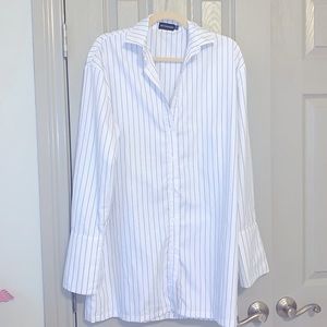 Striped white button down dress